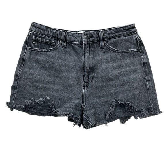 KanCan Black Jean Shorts Distressed Raw-Edge Hem - Picture 1 of 5